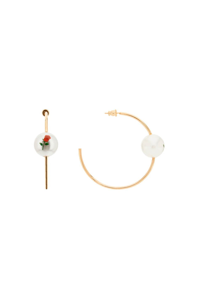 'Pearl & Roses' Hoop Earrings-women > accessories > jewellery > earrings-Saf Safu-os-Oro-Urbanheer