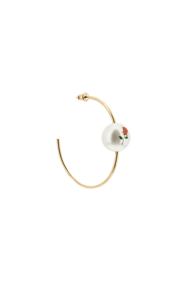 'Pearl & Roses' Hoop Earrings-women > accessories > jewellery > earrings-Saf Safu-os-Oro-Urbanheer