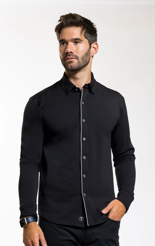 Performance Button Down Polo Blackgreycontrast