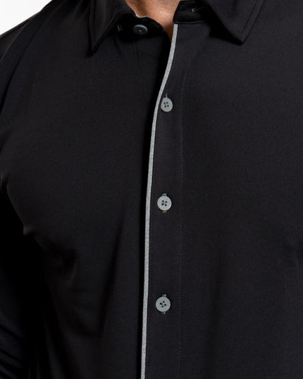 Performance Button Down Polo Blackgreycontrast