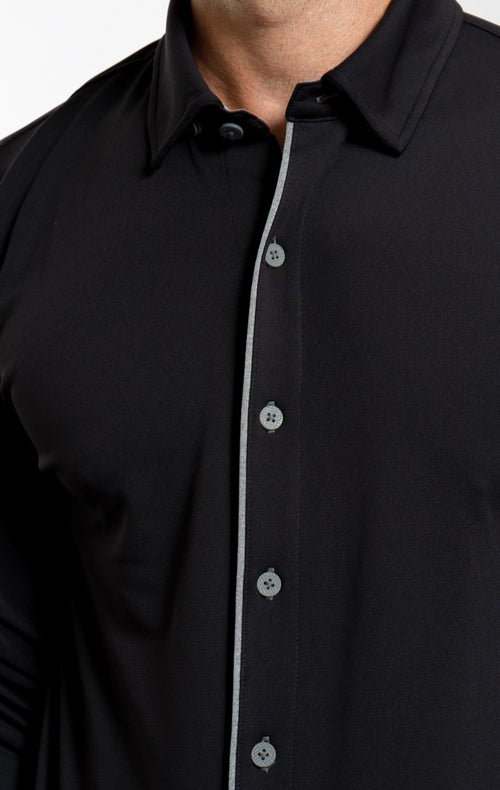 Performance Button Down Polo Blackgreycontrast