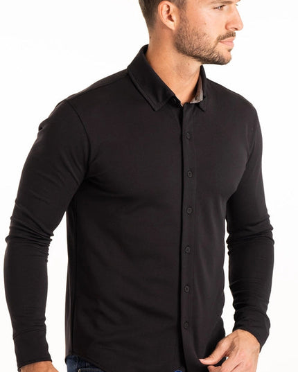 Performance Button Down Polo  Black