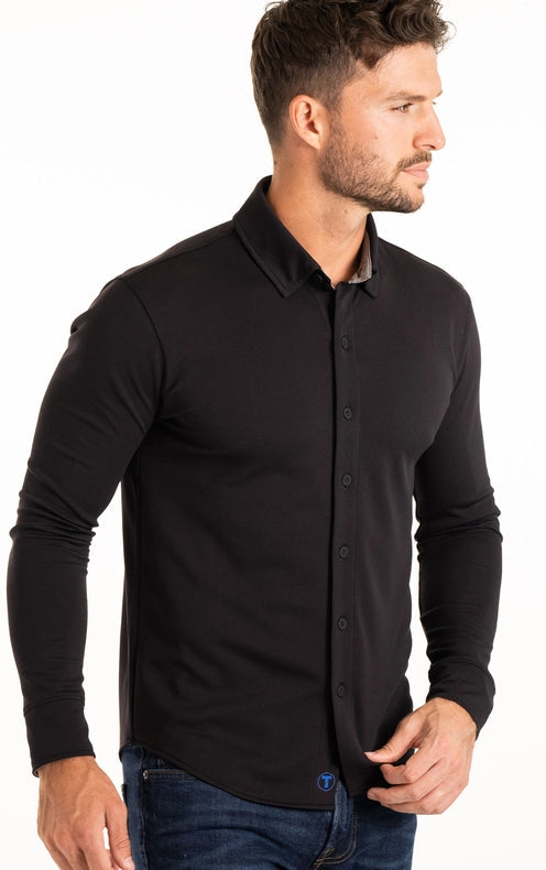 Performance Button Down Polo  Black