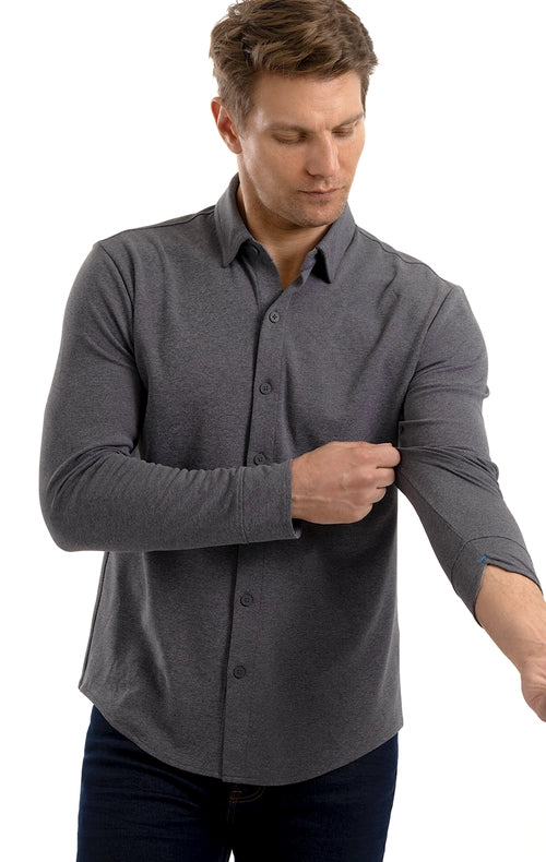 Performance Button Down Polo Charcoal