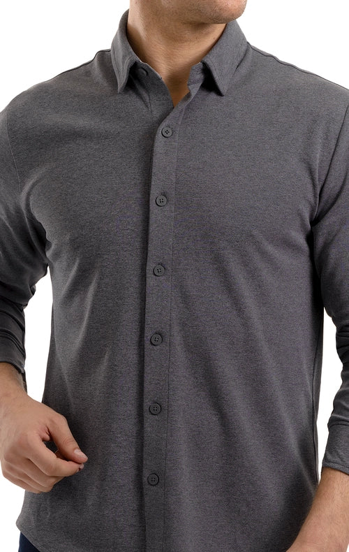 Performance Button Down Polo Charcoal