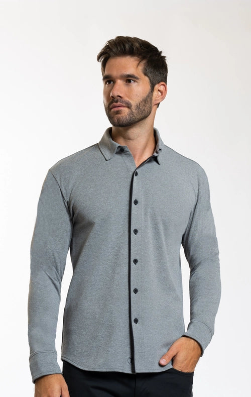 Performance Button Down Polo Greyblackcontrast