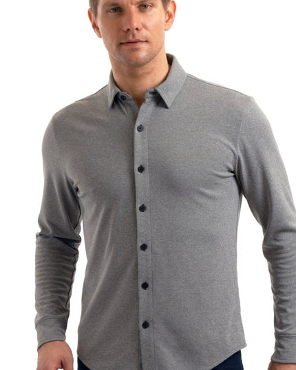 Performance Button Down Polo  Melangegrey