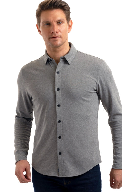 Performance Button Down Polo  Melangegrey