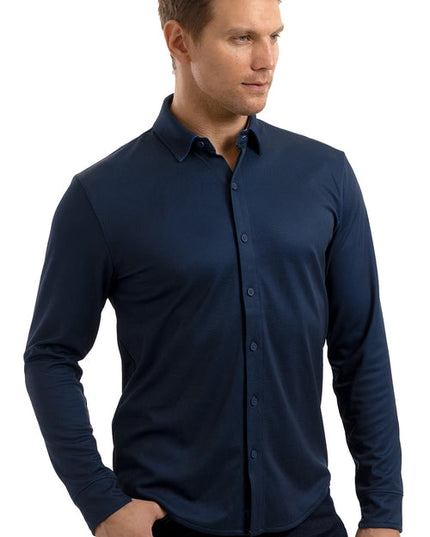 Performance Button Down Polo  Navypindot