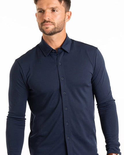 Performance Button Down Polo  Navy