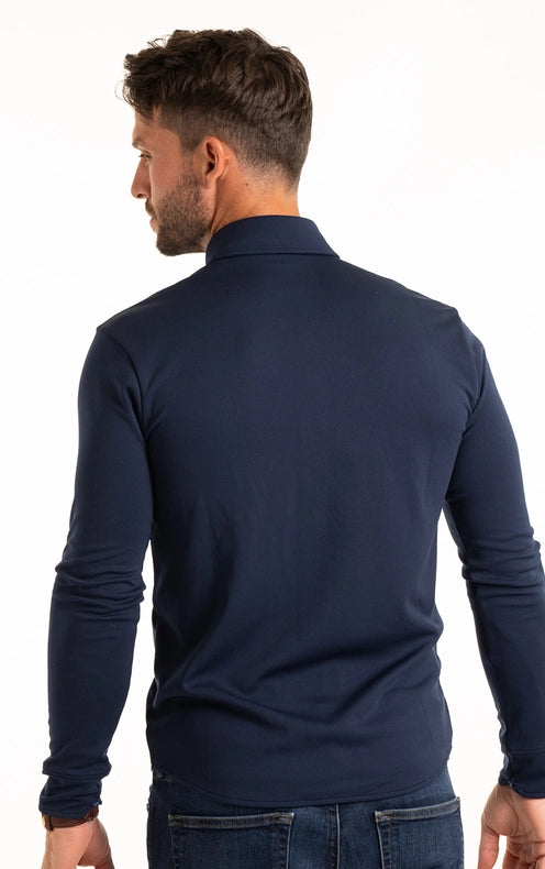 Performance Button Down Polo  Navy