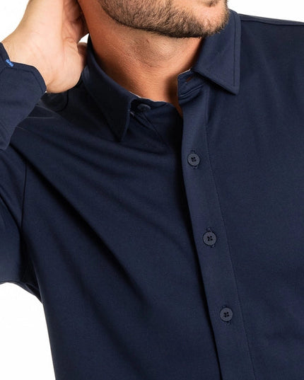 Performance Button Down Polo  Navy