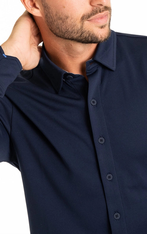 Performance Button Down Polo  Navy