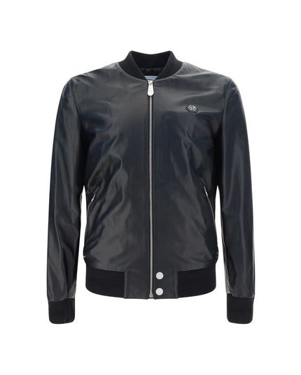 Philipp Plein Leather Bomber Jacket