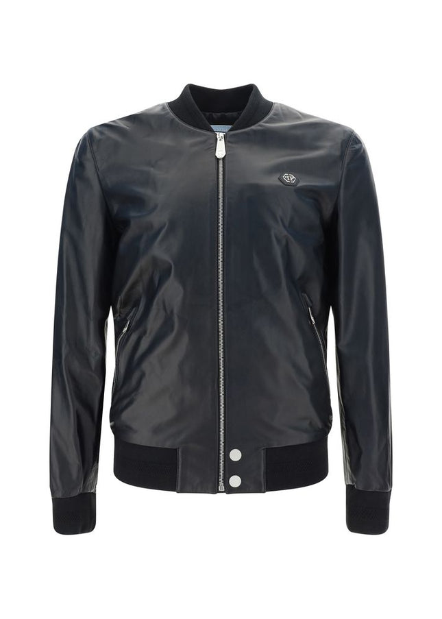 Philipp Plein Leather Bomber Jacket