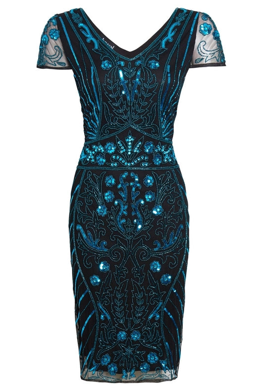 Philippa Embellished Blue Flapper Dress