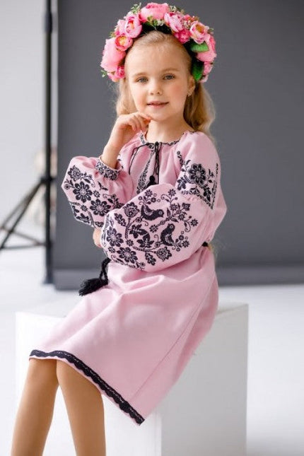 Pink Embroidered Dress For A Girl