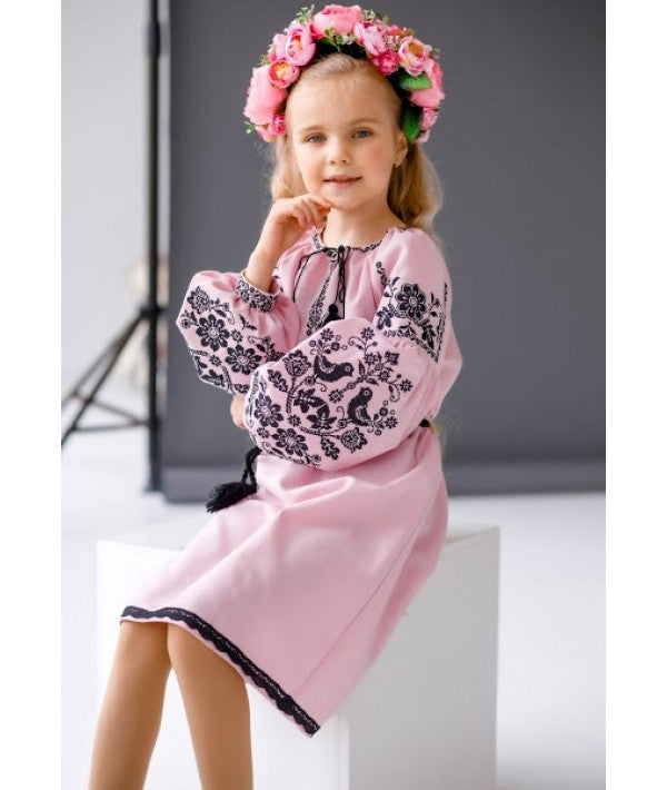 Pink Embroidered Dress For A Girl