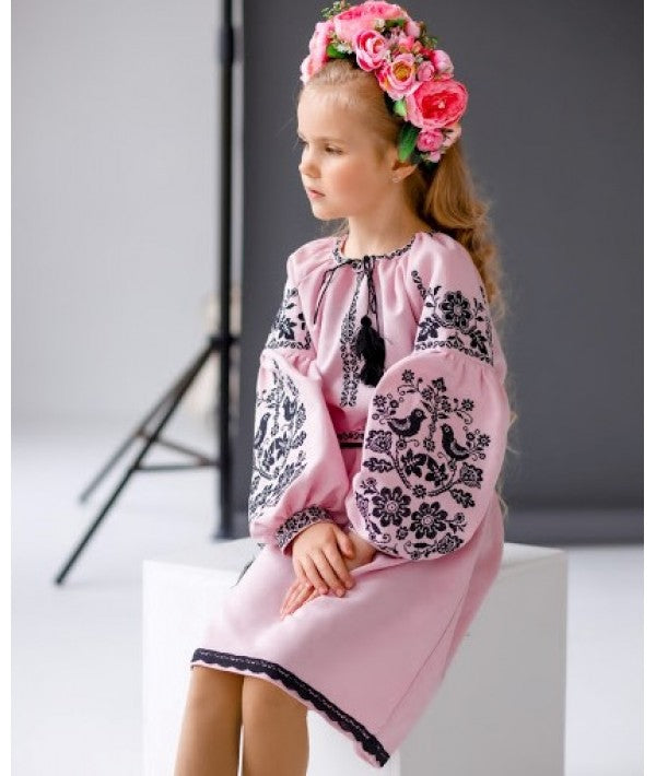 Pink Embroidered Dress For A Girl