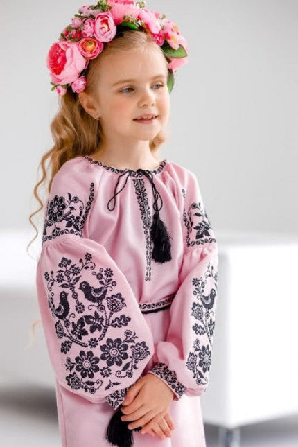 Pink Embroidered Dress For A Girl