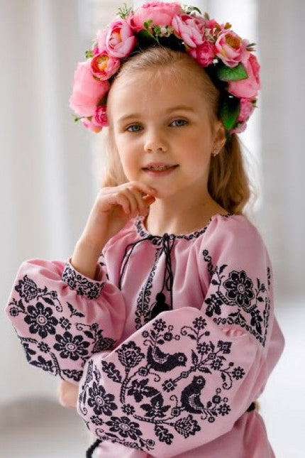 Pink Embroidered Dress For A Girl