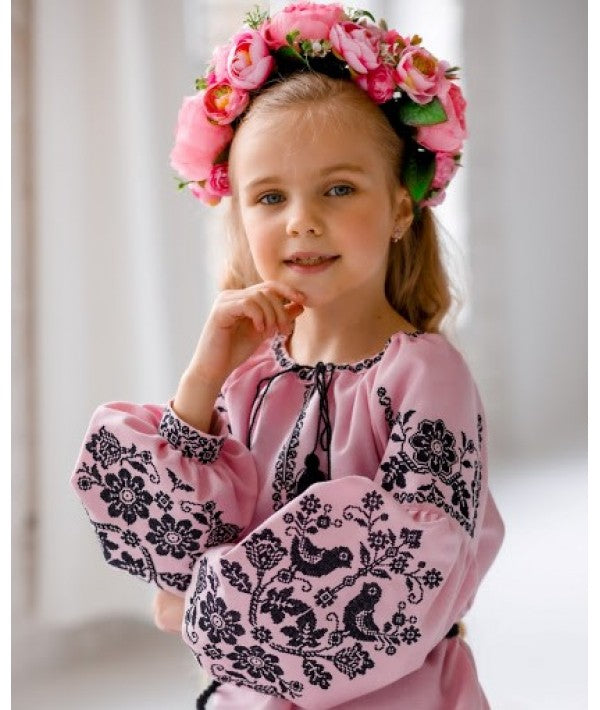 Pink Embroidered Dress For A Girl