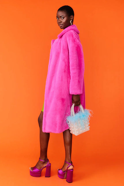 Pink Faux Fur Duchess Maxi Coat-2