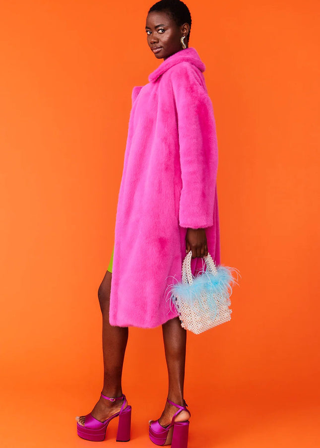 Pink Faux Fur Duchess Maxi Coat-2