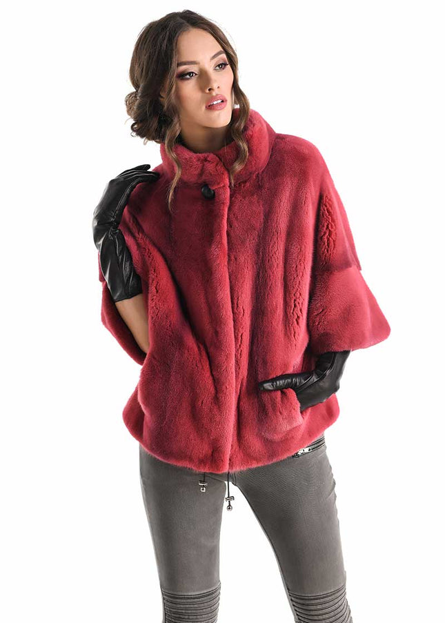 Pink Natural Mink Fur Coat-2