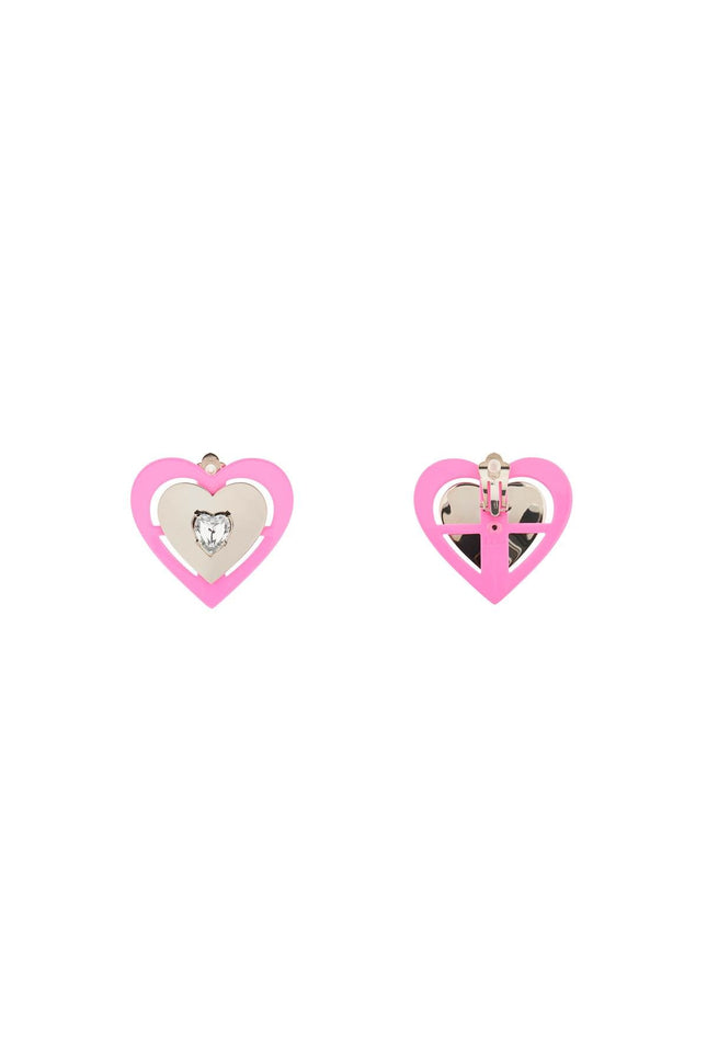 'Pink Neon Heart' Clip-On Earrings-women > accessories > jewellery > earrings-Saf Safu-os-Argento-Urbanheer