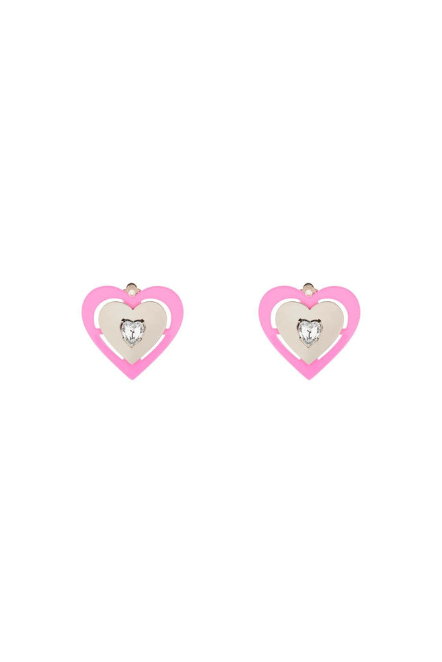 'Pink Neon Heart' Clip-On Earrings-women > accessories > jewellery > earrings-Saf Safu-os-Argento-Urbanheer