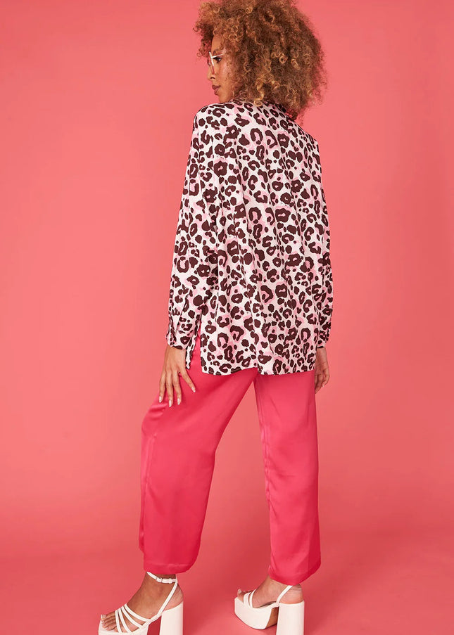 Pink Silk Blend Animal Print Shirt-3