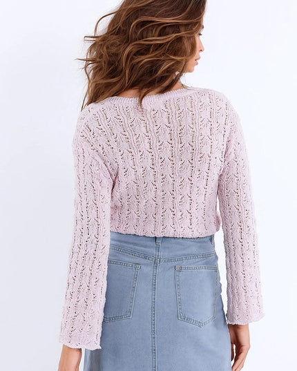 Pink Sweater With Flared Sleeves