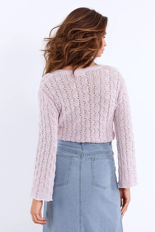 Pink Sweater With Flared Sleeves