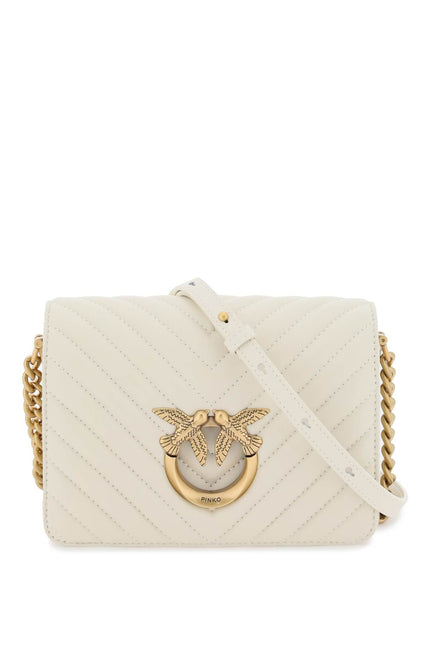 Pinko love click mini chevron bag - White