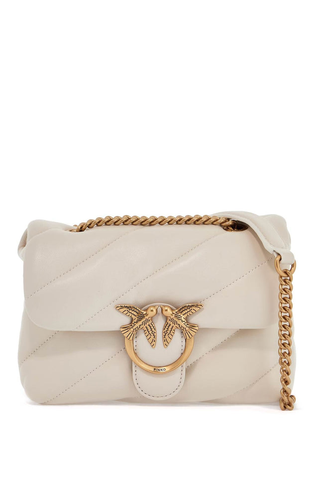 Pinko mini love puff quilted bag white silk chain shoulder