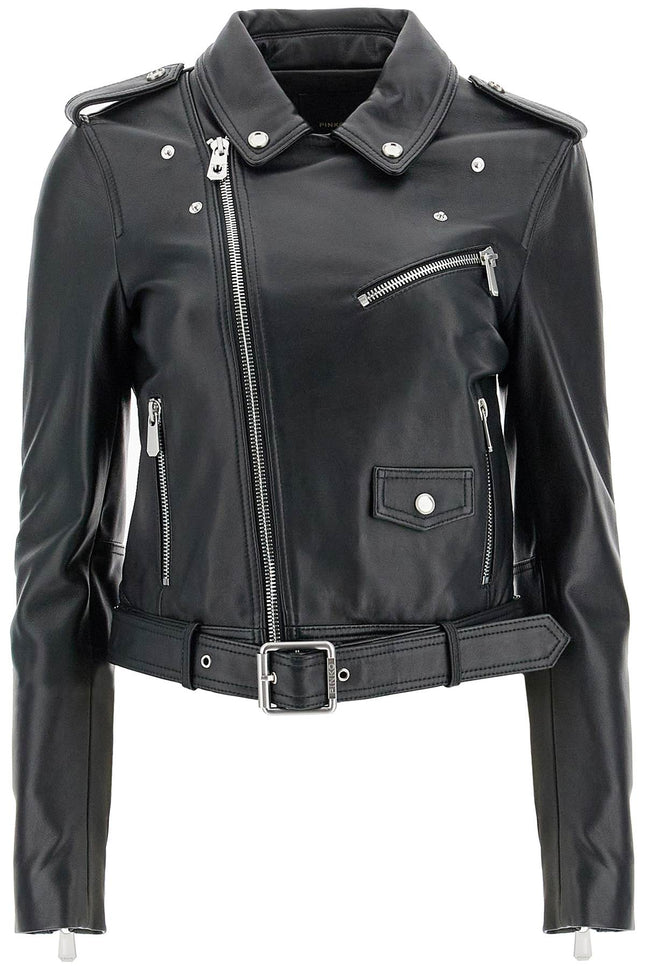 Pinko nappa leather biker jacket