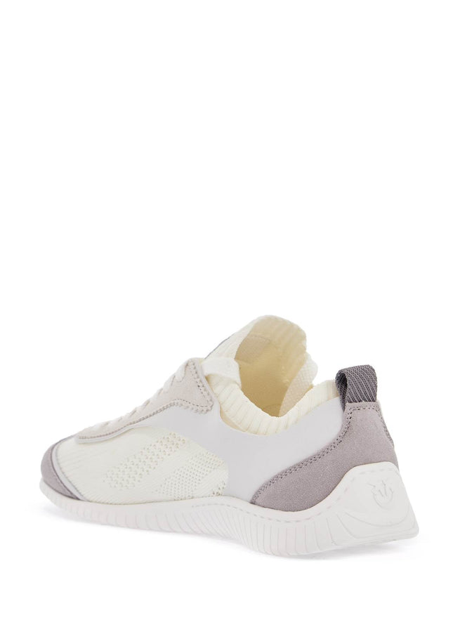 Pinko white latte knit fabric sneakers with light gray details