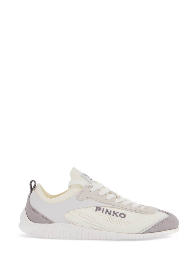 Pinko white latte knit fabric sneakers with light gray details