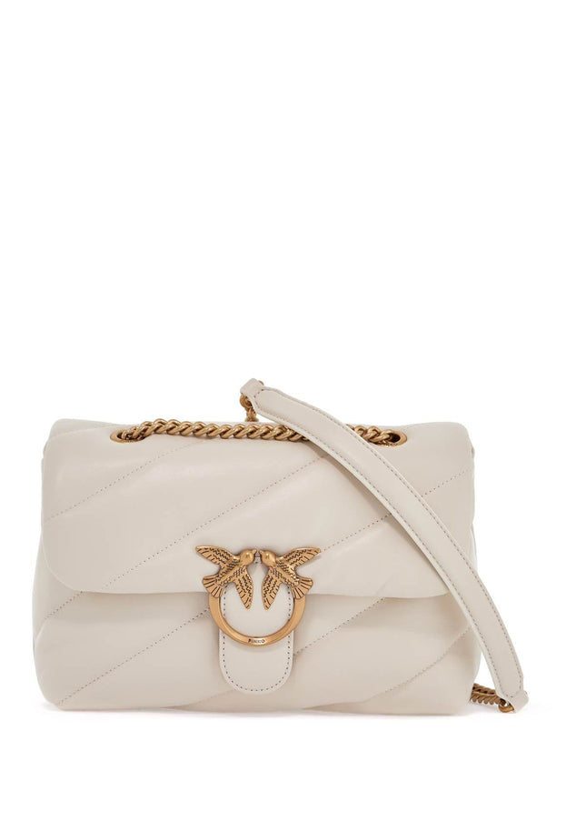 Pinko white silk leather shoulder bag with golden chain