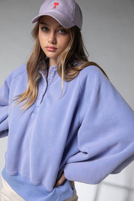 Piper Snap Button Collared Sweater Blue