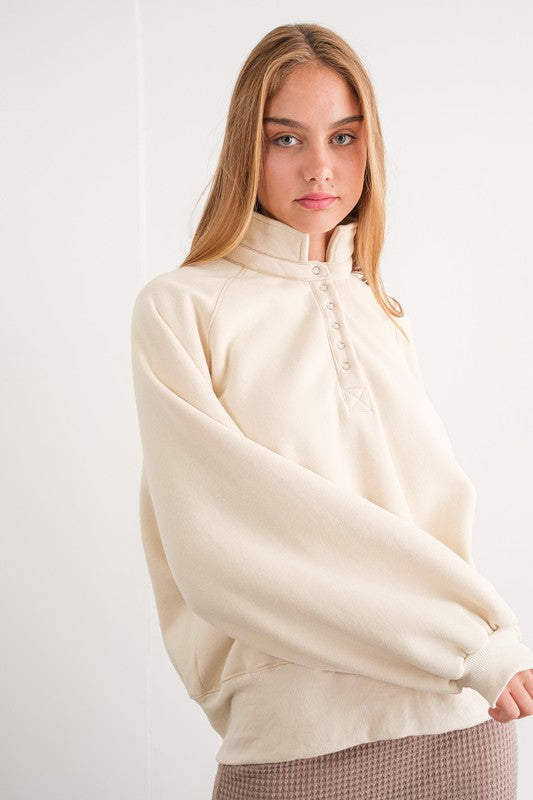 Piper Snap Button Collared Sweater Cream-Sweater-Papermoon-Urbanheer