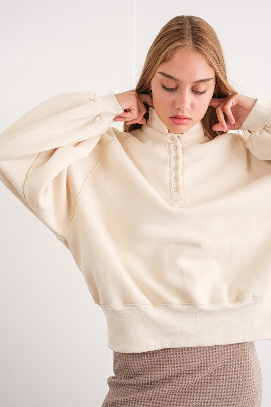 Piper Snap Button Collared Sweater Cream-Sweater-Papermoon-Urbanheer