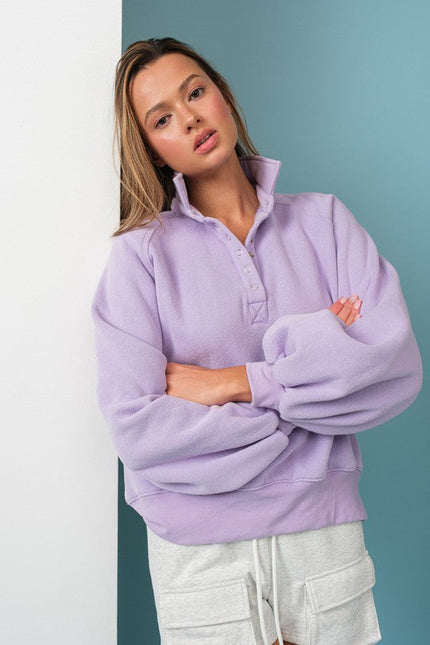 Piper Snap Button Collared Sweater Lavender-Sweater-Papermoon-Urbanheer