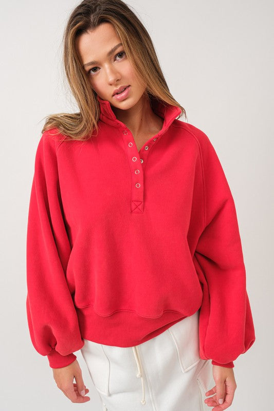 Piper Snap Button Collared Sweater Red