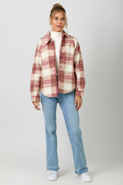 Plaid Button Down Shacket Rosé