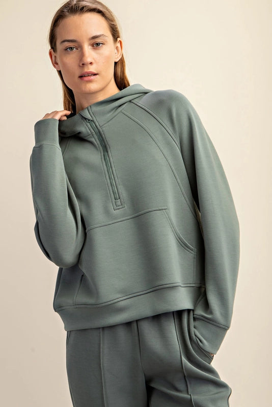 Plus - Modal Poly Span French Terry Pullover Jacket SAGE LEAF