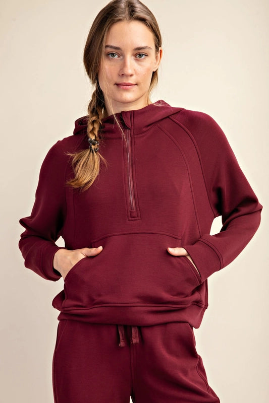 Plus - Modal Poly Span French Terry Pullover Jacket WINE