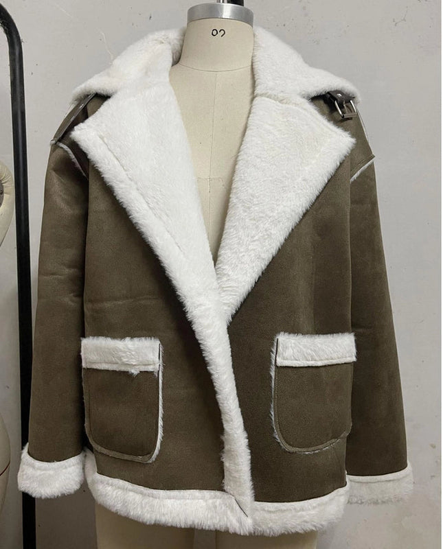 Plush Jacket Sherpa Faux Suede Coat