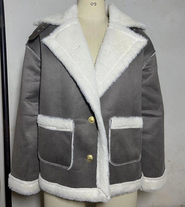 Plush Jacket Sherpa Faux Suede Coat